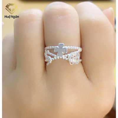 Nhẫn bạc Ý 925 Huệ Ngân - Nhẫn Hoa Hồng May Mắn YCXJ154