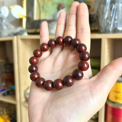 Vòng Gỗ Tử Đàn Ấn 12li - Vòng đeo tay Cao Cấp Tiểu Diệp Lá Nhỏ Kim Sa Nhiều Sao Phong Thủy