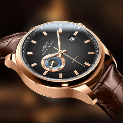 Đồng hồ nam chính hãng Lobinni No.17017-2 BH 24T, Kính sapphire nguyên khối chống xước, chống nước 50m, dây da cao cấp