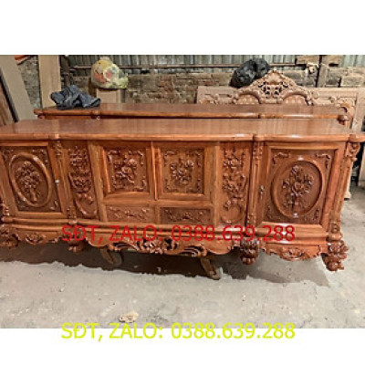 Kệ tivi louis hoa hồng đục tay gỗ hương đá