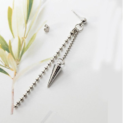 Bông tai unisex hạt tiatn thả chuỗi mix đinh dài sành điệu