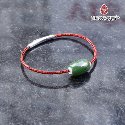 Vòng tay xỏ lu đá ngọc bích mệnh hỏa, thổ - Ngọc Quý Gemstones