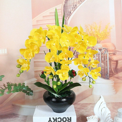 Cành lan hồ điệp giả cao cấp - 1 cành - 9 bông - dài 100cm - Cây giả, hoa lụa Decor trang trí nhà cửa