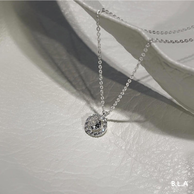 Dây chuyền nữ kèm mặt đá tròn chất liệu bằng bạc MS075d