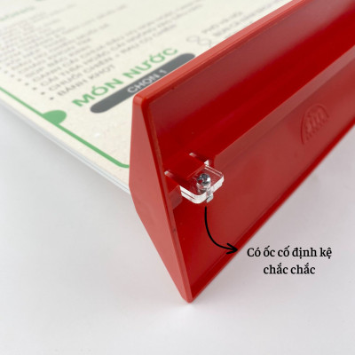 Kệ mica 2 mặt Enter E20 100x210mm đế màu, Kệ menu nhà hàng, Standee mica để bàn, Bảng quét mã QR Code