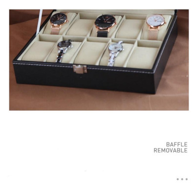 Hộp Đựng Đồng Hồ- Kính Mắt- Trang Sức VI-ARICK Vỏ DaPU Cao Cấp Trong Bọc Nỉ Sang Trọng - Mặt Trên Kính Trong Suốt