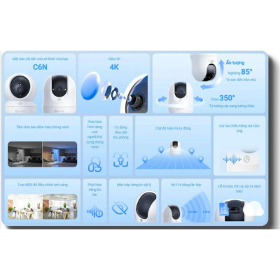 Camera Wifi Ezviz C6N G1 độ phân giải 4k 8MP, Quay quét 360 độ, Phát hiện chuyển động - Hàng chính hãng