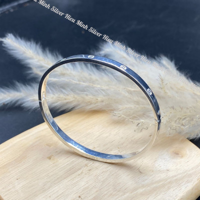 Lắc Tay Nữ Bạc Ta Nguyên Chất S99 Tròn Trơn Sang Trọng BẠC HIỂU MINH LTU631