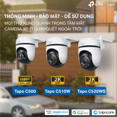 Camera Wifi Ngoài trời TP-Link Tapo C520WS - Độ phân giải 2K 4MP, Chống chịu thời tiết IP66, Có màu ban đêm - Hàng chính hãng