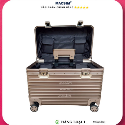 Vali hợp kim nhôm nguyên khối cao cấp Macsim Aksen hàng loại 1 MSAK168 Nhãn hiệu Macsim cao cấp 17 inches màu gold- bạc