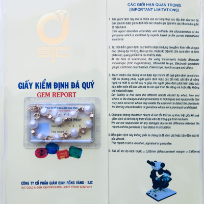 Vòng Tay Ngọc Trai Thật, Phối bánh xe mạ vàng 18K, Kèm bản Photocopy giấy kiểm định tại SJC