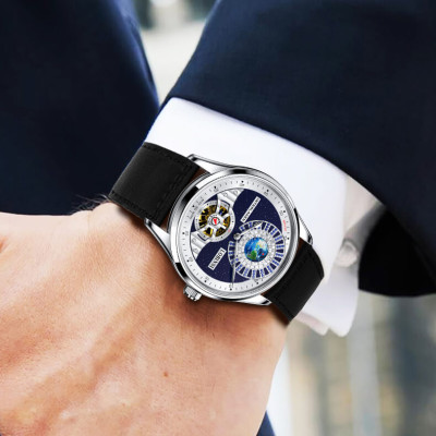 Đồng Hồ Nam LOBINNI No.16038-2 Chính Hãng Fullbox BH 24T Chịu Nước 50m Kính Chống Xước Dây Da Cao Cấp (Máy Cơ Tự Động)