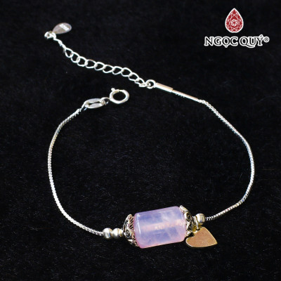 Lắc bạc đốt trụ thạch anh hồng mệnh hỏa, thổ - Ngọc Quý Gemstones