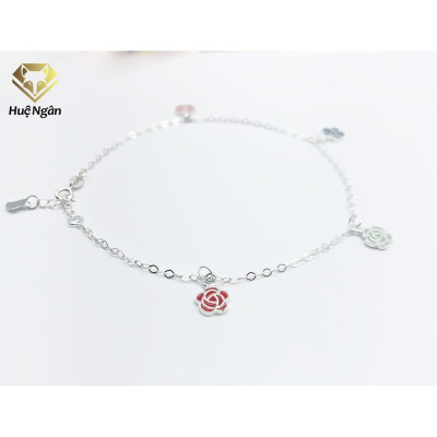 Lắc chân bạc Ý 925 Huệ Ngân -Hoa Hông Tình Yêu JL008