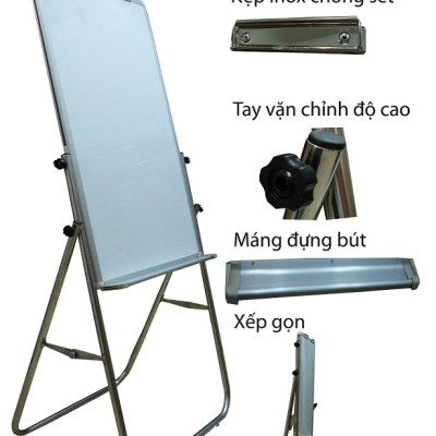 BẢNG FLIPCHART VIẾT BÚT LÔNG TỪ LAMINATE CHÂN INOX KT 80x120cm