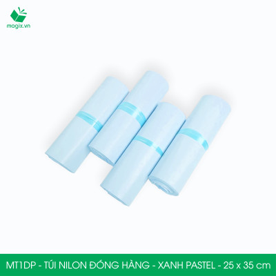 MT1DP - 25x35 cm  - Túi nilon gói hàng - 300 túi niêm phong đóng hàng màu xanh pastel