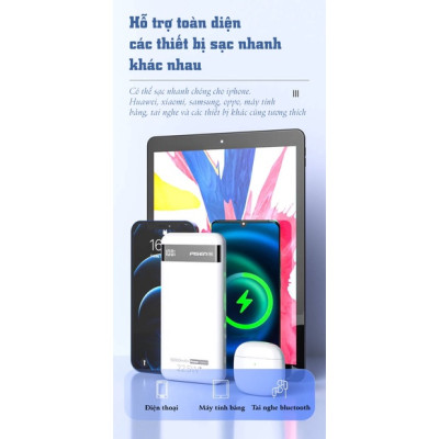 Sạc dự phòng không dây PISSEN PRO Power Station D110-PD-1, 10000mAh, 22.5W ( LS-DY77) hàng chính hãng