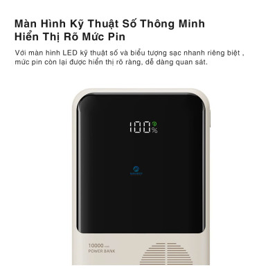 Pin dự phòng sạc nhanh ROCK P95 PD 22.5W 10000mAh có cáp tích hợp , hàng chính hãng bảo hành 1 năm