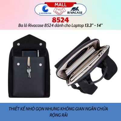Balô Rivacase 8524 Để Vừa Laptop 13.3" - 14" - Bảo Hành 24 Tháng - Hàng Chính Hãng