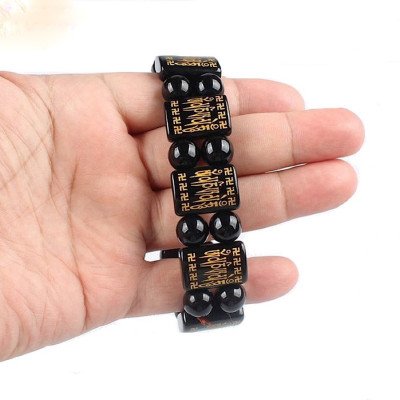 VÒNG TAY - LẮC TAY ĐÁ NÚI LỬA KHẮC LỤC TỰ ĐẠI MINH CHÚ OM MANI PADME HUM