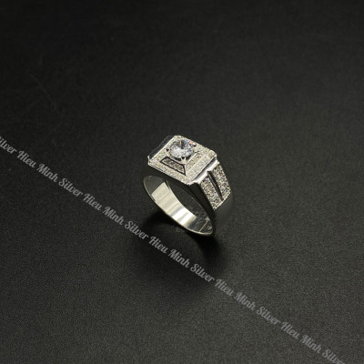 Nhẫn Nam Bạc Ta Đính Đá Cao Cấp Bạc Hiểu Minh NA041
