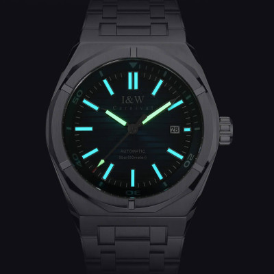 Đồng hồ nam chính hãng IW CARNIVAL IW711G-1 Kính sapphire ,chống xước ,Chống nước 50m ,Bảo hành 24 tháng,Máy cơ (Automatic),dây kim loại thép không gỉ 316L, mặt xanh thiết kế đơn giản dễ đeo