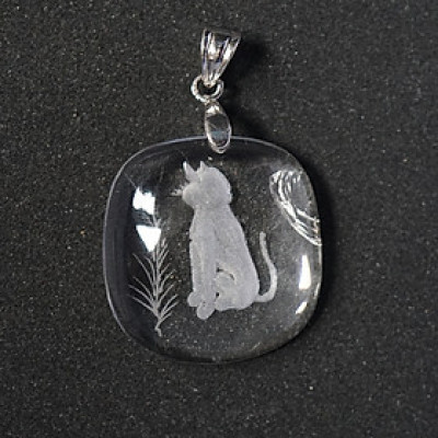 Mặt dây chuyền nam nữ thạch anh trắng tự nhiên - Con Mèo ( Tuổi Mẹo Mão) tặng dây đeo