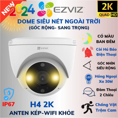 Camera Wifi Ezviz Dome H4 2K 3MP, Ốp Trần Cố Định, Đàm Thoại 2 Chiều - TRANGIATELECOM Hàng nhập khẩu