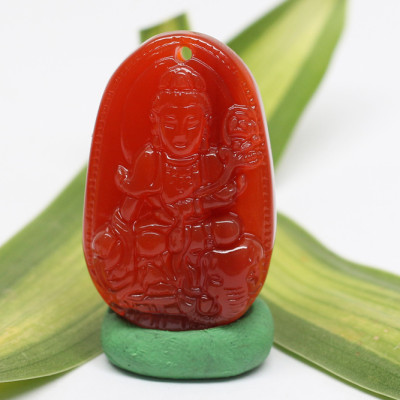 Mặt Dây Chuyền Phổ Hiền Bồ Tát Đá Mã Não Đỏ Ngọc Quý Gemstones PHMND