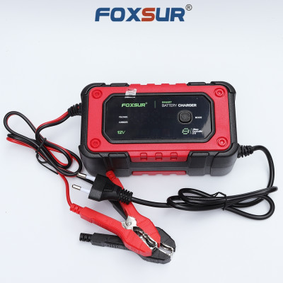 Sạc bình ắc quy Foxsur 7A 12V(4Ah - 140Ah)sạc cho cả pin LiFePO4 tự ngắt khử sunfat chống ngược cực chống chập