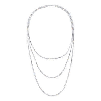 Dây chuyền vòng cổ chuỗi flash chain đá lấp lánh 3 tầng sang chảnh khí chất trang điểm make up lộng lẫy nổi bật