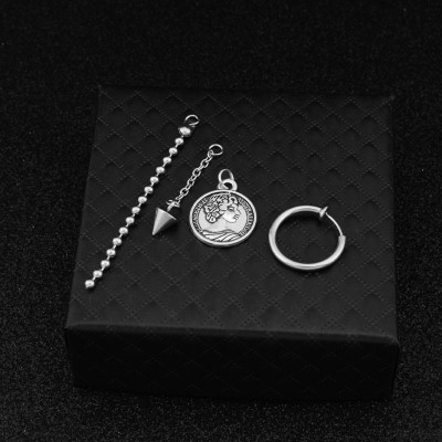 Bông tai kiểu xỏ lỗ chuỗi xích dài mix đồng xu cổ điển