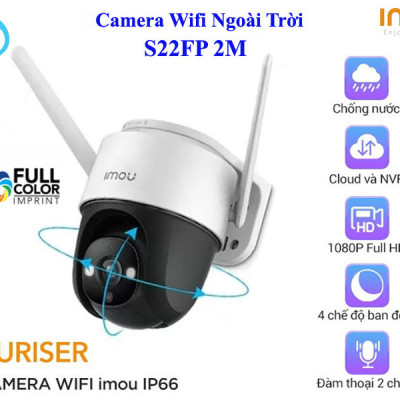 CAMERA WIFI IMOU PTZ NGOÀI TRỜI S22FP 2M FULL COLOR XOAY 360 ĐỘ ĐÀM THOẠI 2 CHIỀU, CÓ MÀU BAN ĐÊM - HÀNG CHÍNH HÃNG