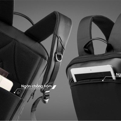 Balo laptop KINGBAG KRATOS 15” thời trang, mỏng nhẹ, bảo vệ CỘT SỐNG, trượt nước, ngăn chống trộm - Hàng chính hãng