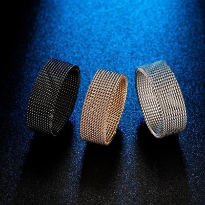 Nhẫn nam nữ xích lưới Elas thép không gỉ trangsucpt hiphop đường phố Unisex - Nhẫn Dring PTNNA30