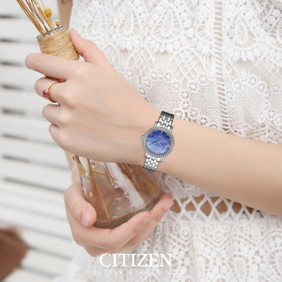 Đồng Hồ Nữ Citizen Pin-Quartz Đính Đá Swarovski Dây Thép Không Gỉ EL3100-55N - Mặt Xà Cừ (31mm)