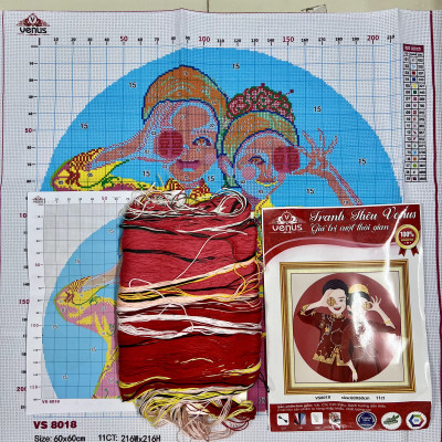 Tranh thêu kín cô dâu chú rể vs8018, kích thước 60x60cm