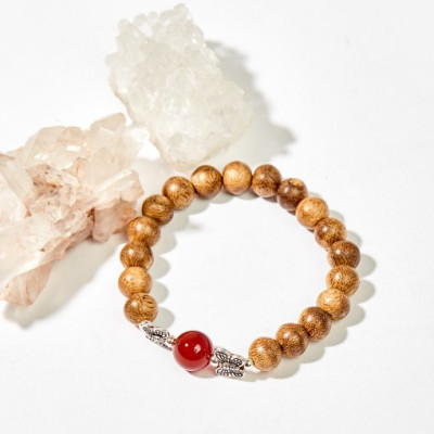 Vòng Tay Trầm Hương Mix Đá Phong Thuỷ Mệnh Hoả Charm Bạc 925 Thuỷ Mệnh Hoả