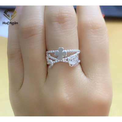 Nhẫn bạc Ý 925 Huệ Ngân - Nhẫn Hoa Hồng May Mắn YCXJ154
