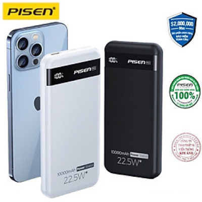 Sạc dự phòng không dây PISSEN PRO Power Station D110-PD-1, 10000mAh, 22.5W ( LS-DY77) hàng chính hãng