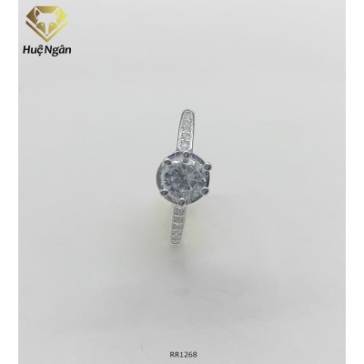 Nhẫn bạc 925 Huệ Ngân - 6 chấu viền đá RYR140115 (li tay nhỏ)