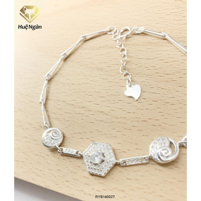 Lắc tay bạc 925 Huệ Ngân - Hình lục giác đính đá RYB140027