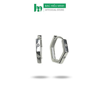 Hoa Tai Bạc 925 Hình Tròn Đính Đá Bạc Hiểu Minh HT388