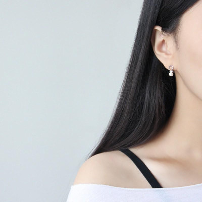 Khuyên tai bạc 925 hình nửa vô cực thanh lịch duyên dáng tiểu thư đáng yêu Dế Bạc - K5286