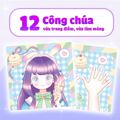 Sách Tiệm làm nail - Công chúa kẹo ngọt (400+ stickers dễ thương) - Sách bóc dán sticker cho bé gái - Megabook
