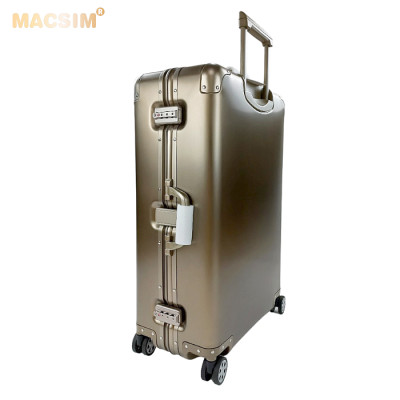 Vali tay kéo cao cấp chất liệu hợp kim nhôm nguyên khối MS1318 Macsim màu ti-gold cỡ 20inches