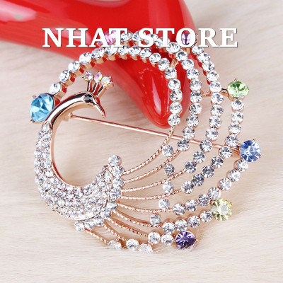 Ghim cài áo cho nam nữ, cài áo sơ mi nữ hình chim công