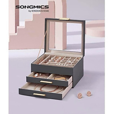  HỘP ĐỰNG TRANG SỨC, KÍNH MẮT… CÓ NẮP KÍNH CỦA SONGMICS ĐỨC Hàng chính hãng