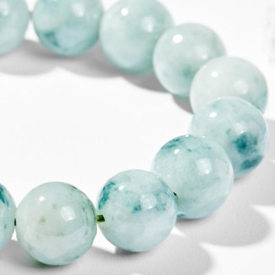 Vòng Tay Phong Thủy Nam Đá Cẩm Thạch Phỉ Thúy Phối Charm Kết Đồng Tâm Bạc (14mm) Mệnh Mộc, Hỏa Ngọc Quý Gemstones