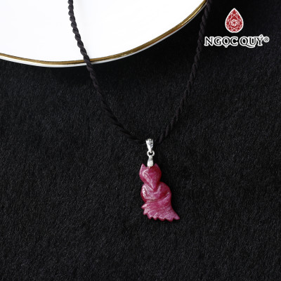 Mặt dây chuyền hồ ly 9 đuôi đá ruby 22mm mệnh hỏa, thổ - Ngọc Quý Gemstones